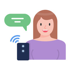 Woman Talking on Call Flat Multicolor Icon