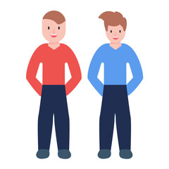 Friends Standing Flat Multicolor Icon