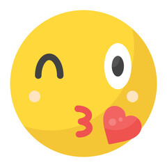 Face Blowing a Kiss Flat Multicolor Icon