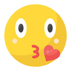 Fototapeta premium Kissing Face with Smiling Eyes Flat Multicolor Icon