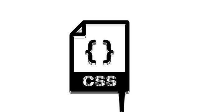 Black CSS file document. Download css button icon isolated on white background. CSS file symbol. 4K Video motion graphic animation