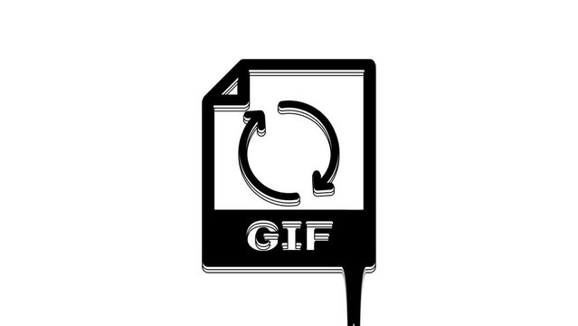 Black GIF file document. Download gif button icon isolated on white background. GIF file symbol. 4K Video motion graphic animation