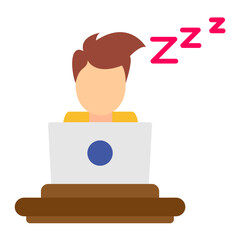 Sleepy Worker Flat Multicolor Icon