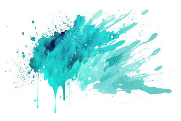 Fototapeta premium Watercolor Paint Powder Splat Blue White Green Explosive blob drip splodge spot Mark With an Explosion of Color, Movement and Artistic Flair Illustration Fun, Expressive