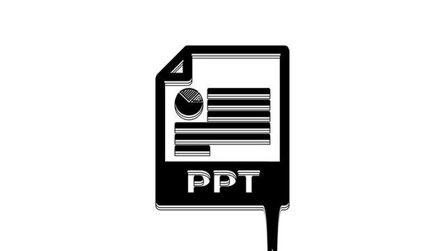Black PPT file document. Download ppt button icon isolated on white background. PPT file presentation. 4K Video motion graphic animation