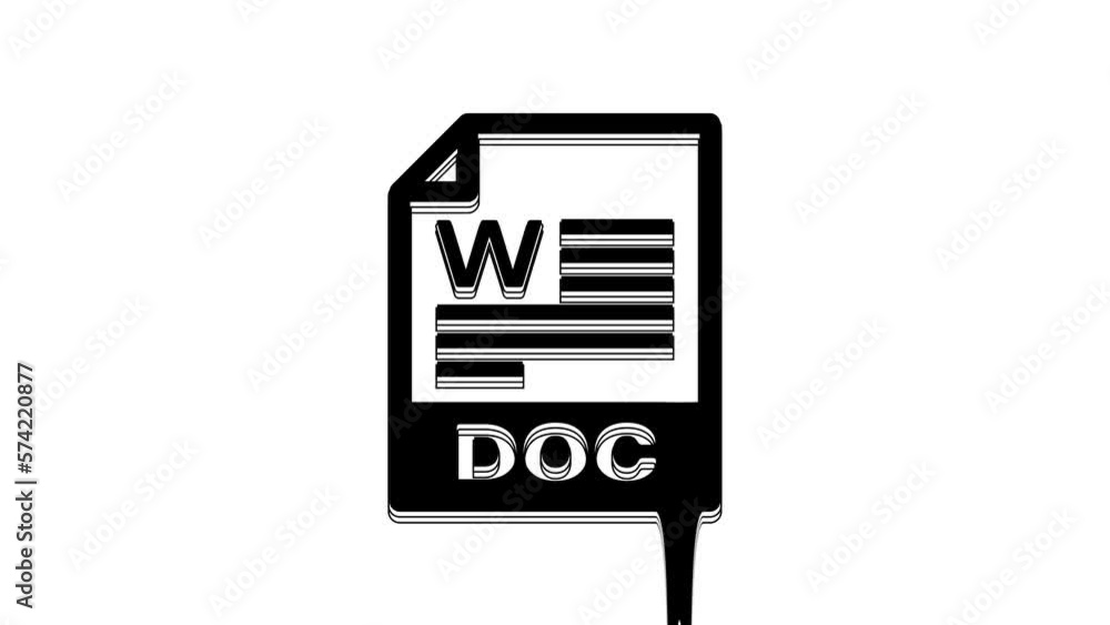 Poster black doc file document. download doc button icon isolated on white background. doc file extension s