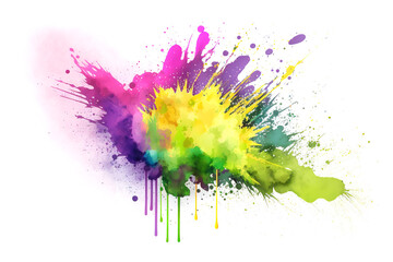 Watercolor Paint Powder Splat Blue Pink Green Yellow Explosive blob drip splodge spot Mark With an Explosion of Color, Movement and Artistic Flair Illustration Fun, Expressive