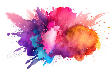 Watercolor Paint Powder Splat Blue Pink Red Orange Explosive blob drip splodge spot Mark With an Explosion of Color, Movement and Artistic Flair Illustration Fun, Expressive