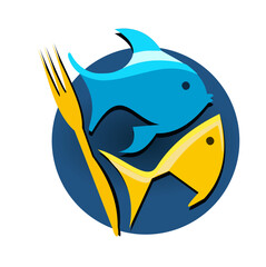 Logo poisson jaune et bleu