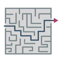 Maze Solution Flat Multicolor Icon