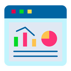 Website Statistics Flat Multicolor Icon