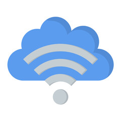 Cloud Wifi Flat Multicolor Icon