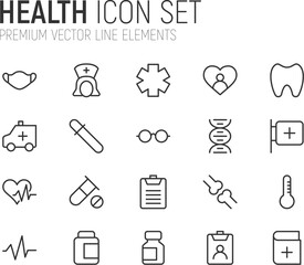 Premium pack of health line icons.