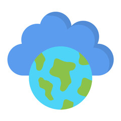 Cloud Earth Flat Multicolor Icon