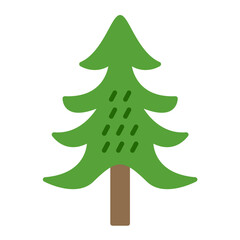 Evergreen Tree Flat Multicolor Icon