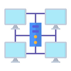 Grid Computing Flat Multicolor Icon