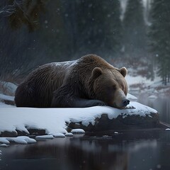 Obraz premium brown bear sleeping