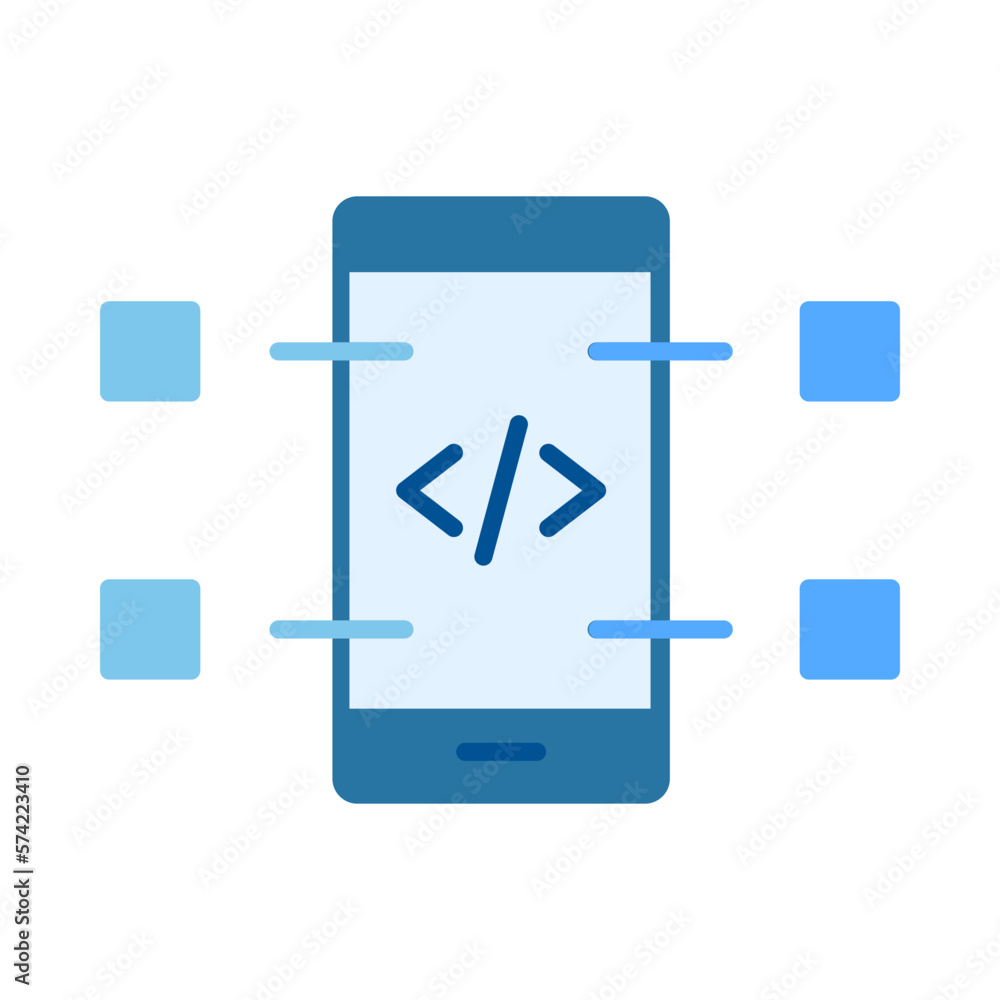 Poster mobile coding flat multicolor icon