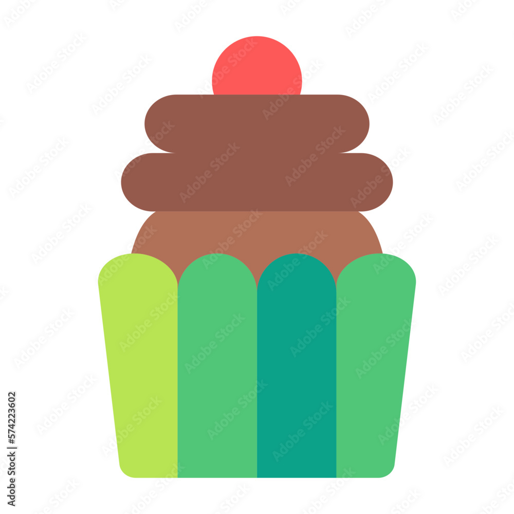 Poster Cupcake Flat Multicolor Icon