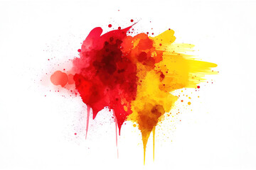 Watercolor Paint Powder Splat Yellow Red Explosive blob drip splodge spot Mark With an Explosion of Color, Movement and Artistic Flair Illustration Fun, Expressive