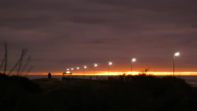 Wide View Semaphore Beach and Jetty at Sunset