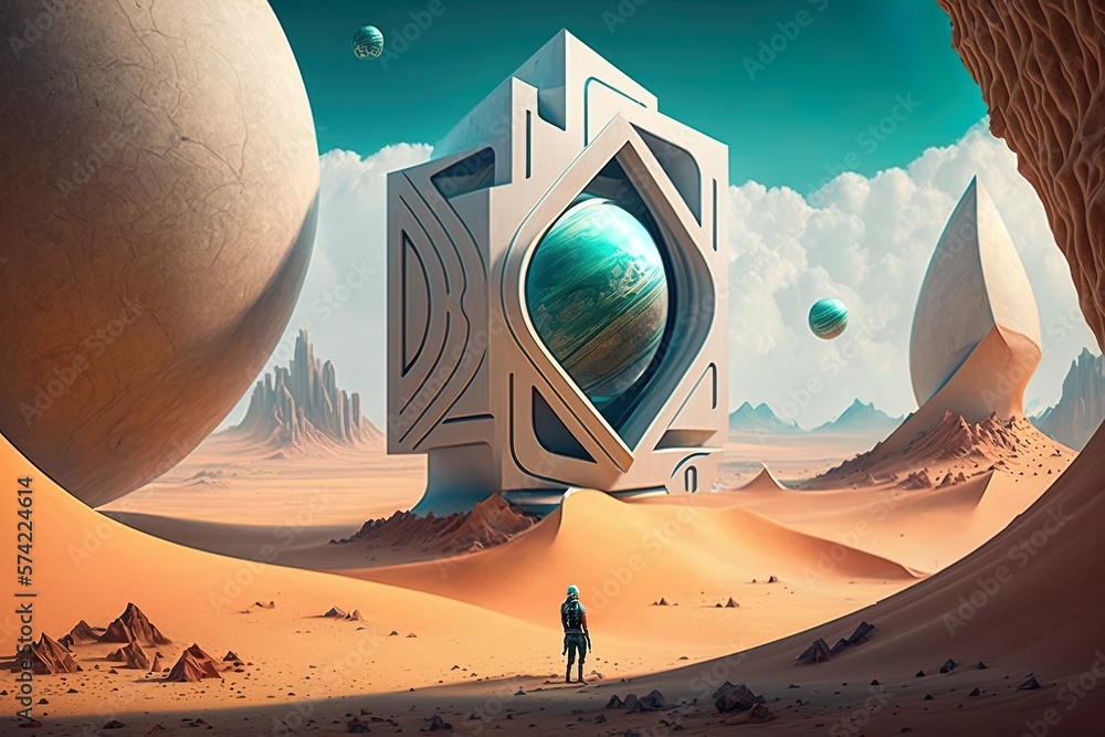 Poster navigating worlds beyond: the bold expression of futuristic illusions generative ai