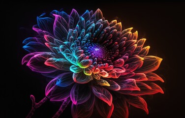 The Illumination of Vibrant Radiance: Neon Flower Generative AI