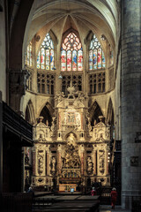 Fototapeta na wymiar Choir and altar of the gothic Saint Etienne cathedral in Toulouse old town in the south of France (Haute Garonne)