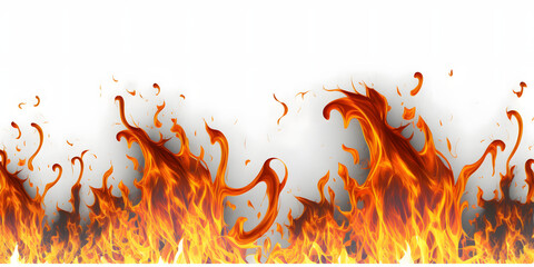 Fire Flames on White Background - Illustration generativ ai  