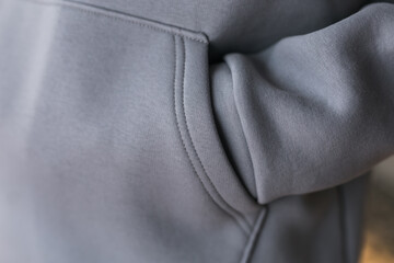 Hoodie texture. Close-up shot of sweatshirt hoodie textile warm fabric macro background