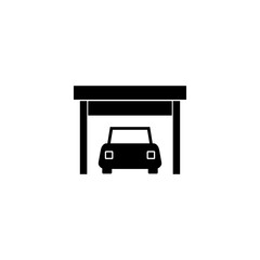Garage line icon. Car house sign illustration background.