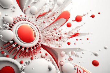 AIDS concept. Drops of white and red blood on a white background. Generative AI.
