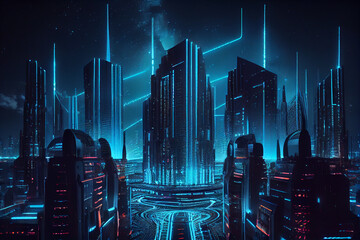 Future digital technology city created with Generative Ai