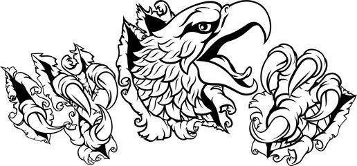 Ripping Tearing Bald Eagle Hawk Head Claw Talons