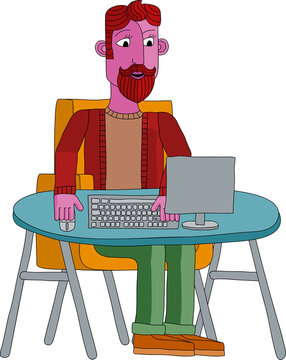 recommend clip art: Man Working Behind Desk Computer Workstation