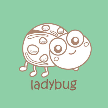Vocabulary Alphabet L For Ladybug Digital Stamp Outline 