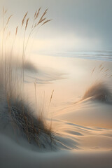 vintage sand dunes on the beach. sunlight morning - illustration generativ ai 