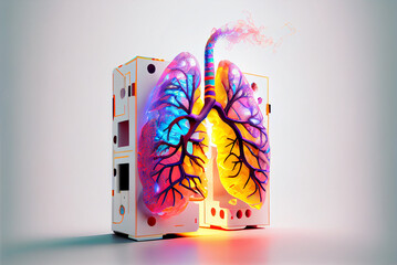 Lung power charger battery on white background. Generative AI.