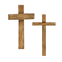 Watercolor crosses, Easter religious symbol