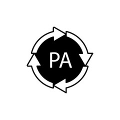 Plastic recycling symbol PA polyamide, vector illustration