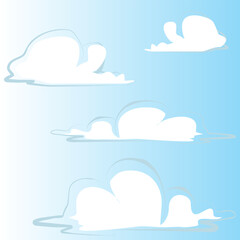 White cartoon clouds over blue sky background vector illustration