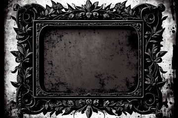 Grunge background with text frame. Vintage frame with free space for text. Textured background with space for your needs. Great layer for your projects. Black and white