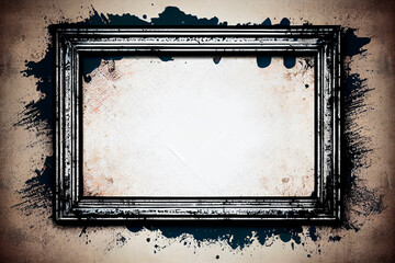 Grunge background with text frame. Vintage frame with free space for text. Textured background with space for your needs. Great layer for your projects. Black and white