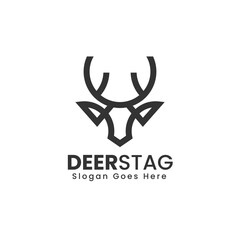 Obraz premium Vector Logo Illustration Deer Stag Line ART Style
