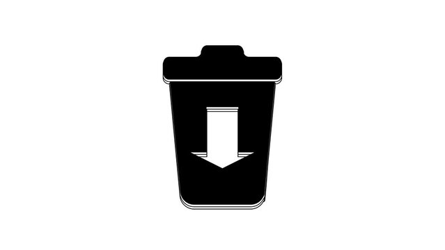 Black Send to the trash icon isolated on white background. 4K Video motion graphic animation