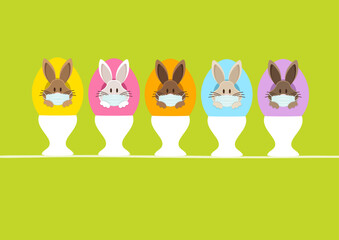 Karte 5 Osterhasen Maske In Ei Eierbecher Vorn Grün