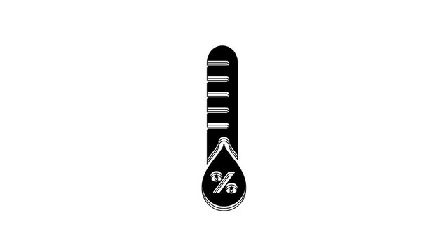 Black Humidity icon isolated on white background. Weather and meteorology, thermometer symbol. 4K Video motion graphic animation