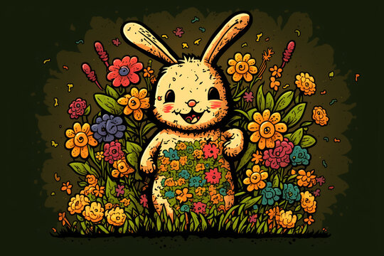 Oster Hase, Frohe Ostern, Illustration, Osterei