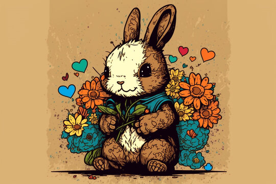 Oster Hase, Frohe Ostern, Illustration, Osterei