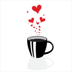 Vector logo template. Coffee love Hot drink tea heart love design